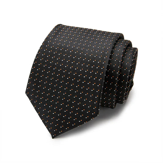 Black Patterned Design Silk Tie