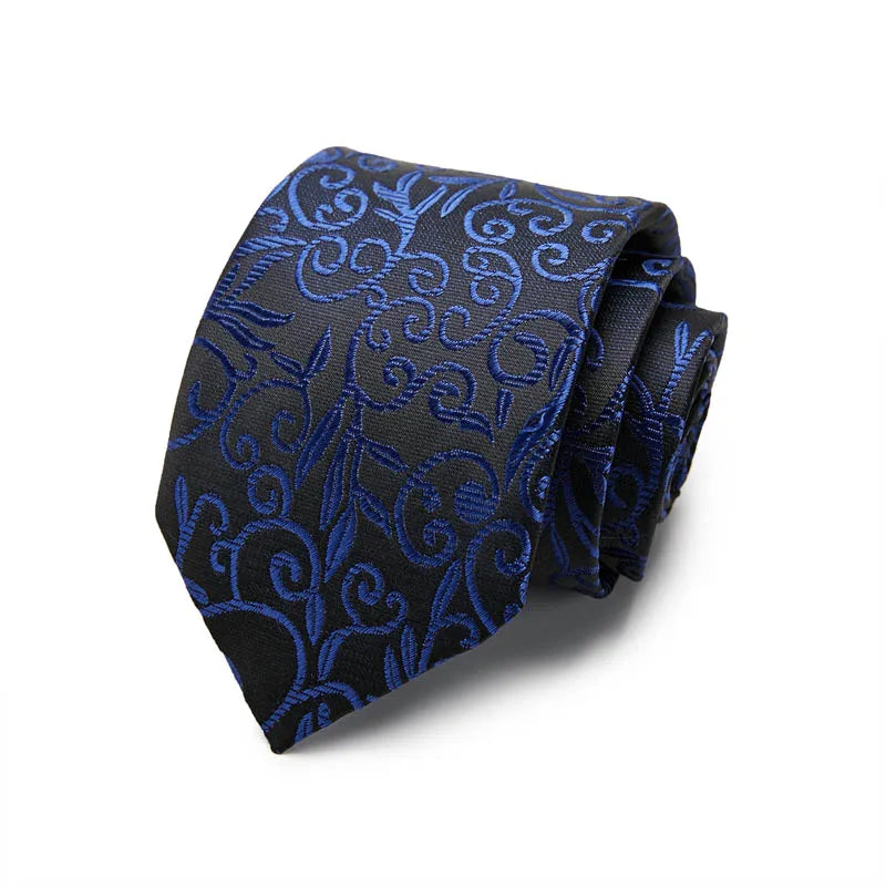 Black and Blue Paisley Design Silk Tie