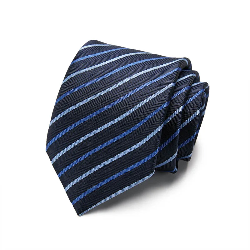 Black and Blue Striped Silk Tie