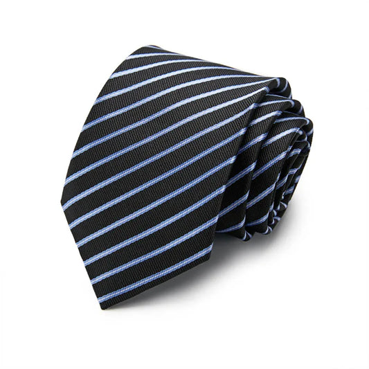 Black and Blue Striped Silk Tie