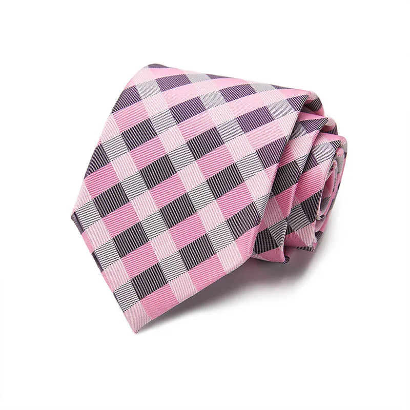 Black and Pink Plaid Design Silk Tie