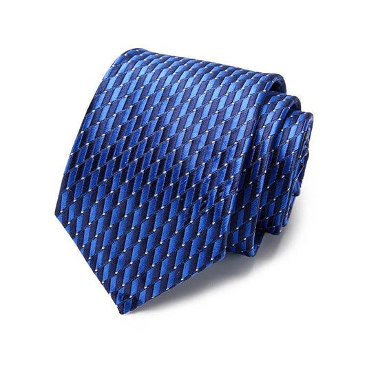 Blue Geometric Design Silk Tie