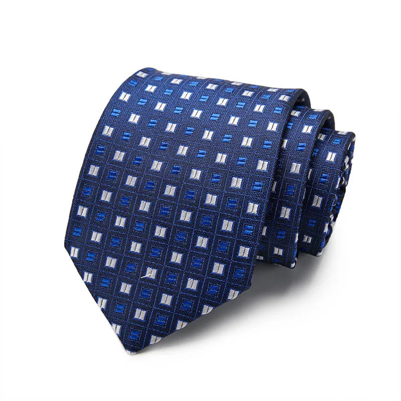 Blue Geometric Design Silk Tie