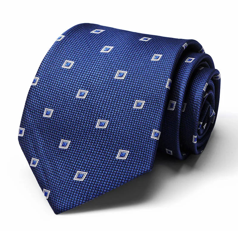 Blue Geometric Design Silk Tie