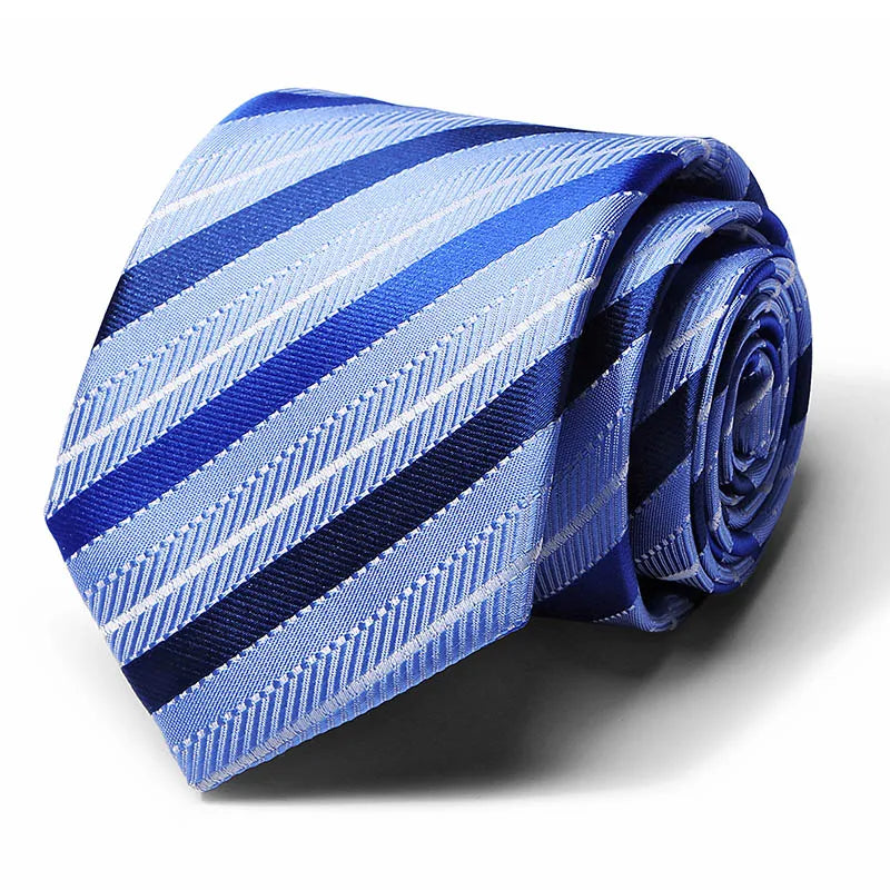 Blue Striped Design Silk Tie