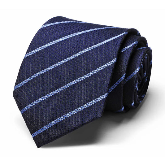 Blue Striped Design Silk Tie