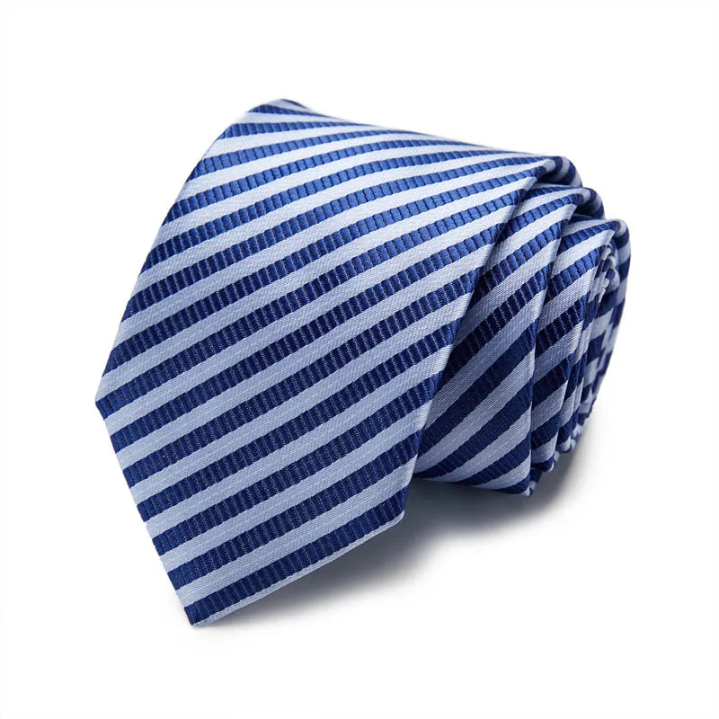 Blue Striped Design Silk Tie