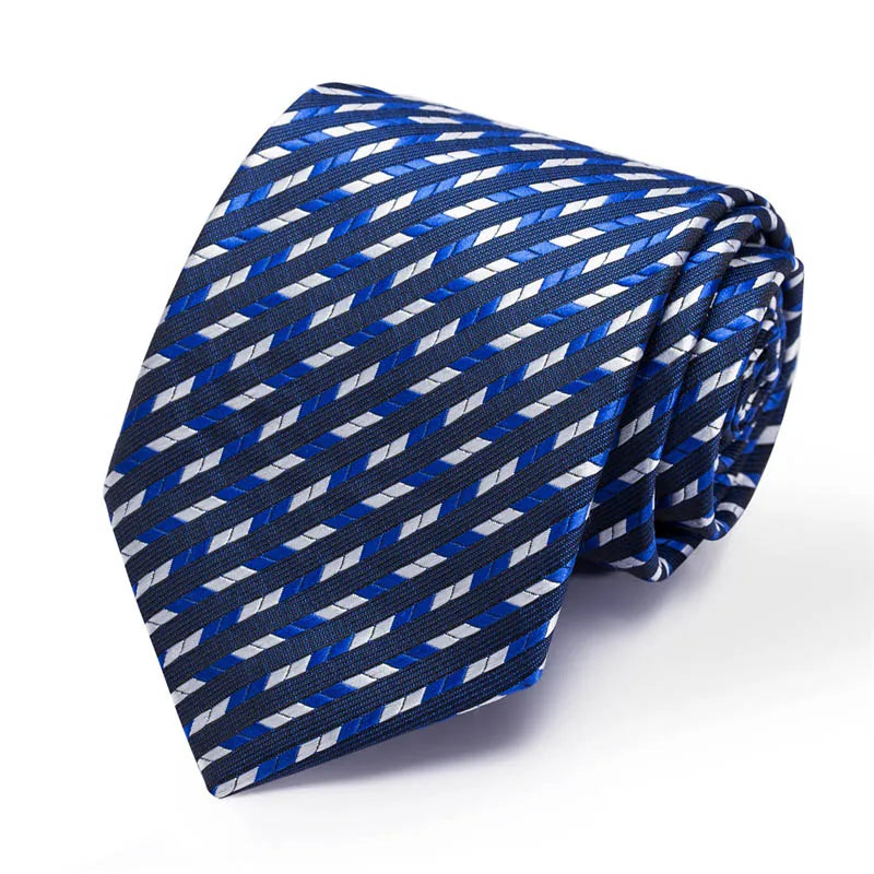 Blue Striped Design Silk Tie