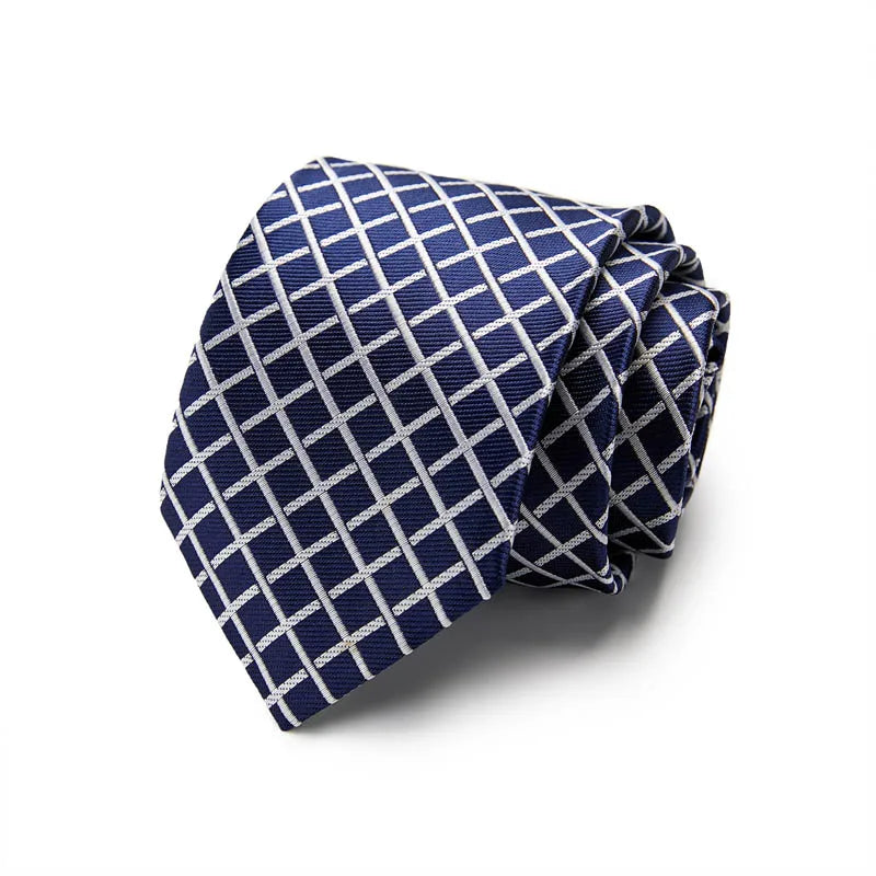 Blue and White Plaid Silk Tie