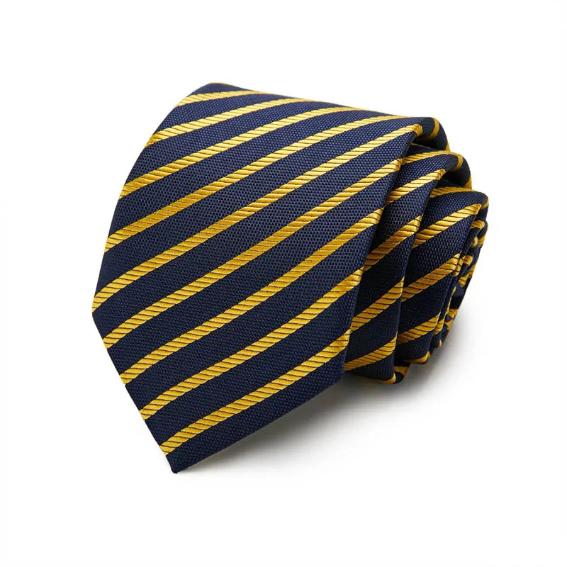 Blue and Yellow Striped Silk Tie