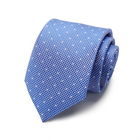 Light Blue Polka Dot Design Silk Tie