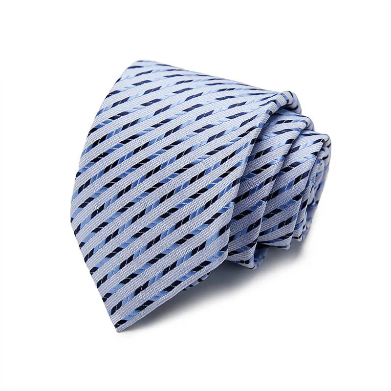 Light Blue Striped Design Silk Tie