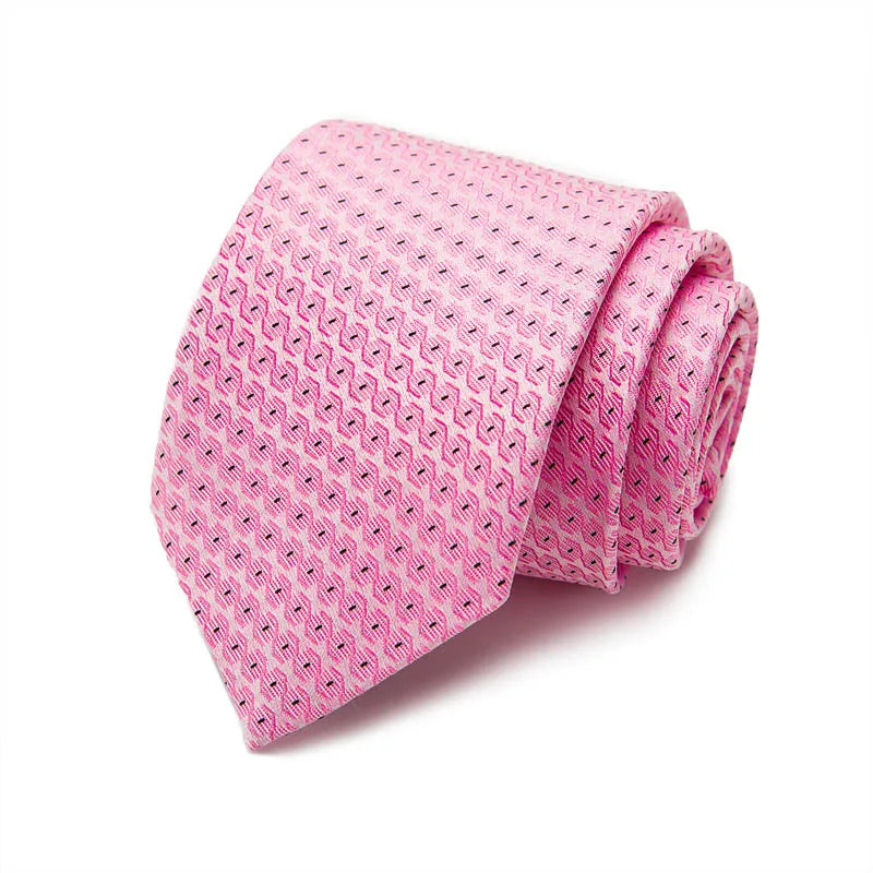 Pink Geometric Design Silk Tie