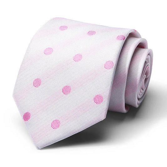 Pink Polka Dot Design Silk Tie