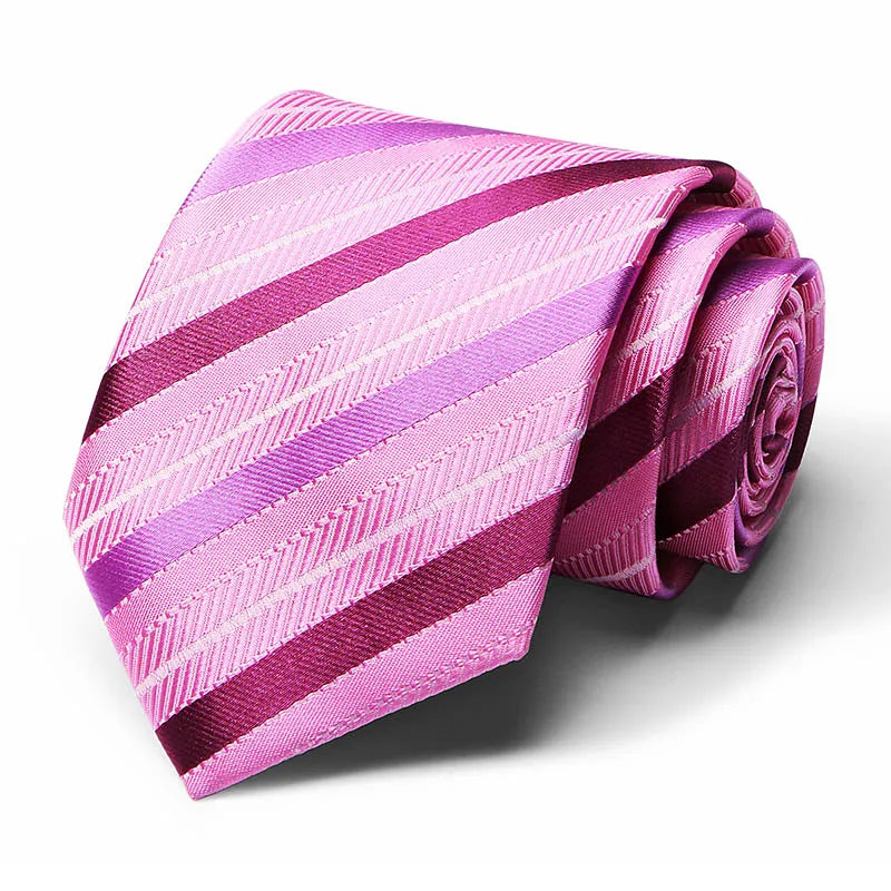 Pink Striped Design Silk Tie