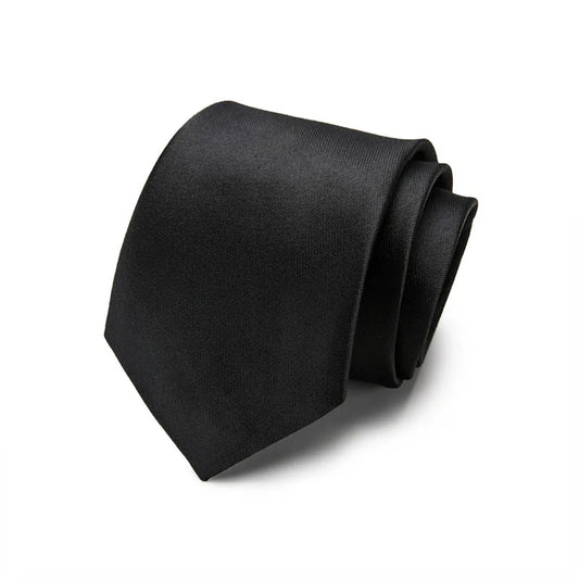 Plain Black Silk Tie