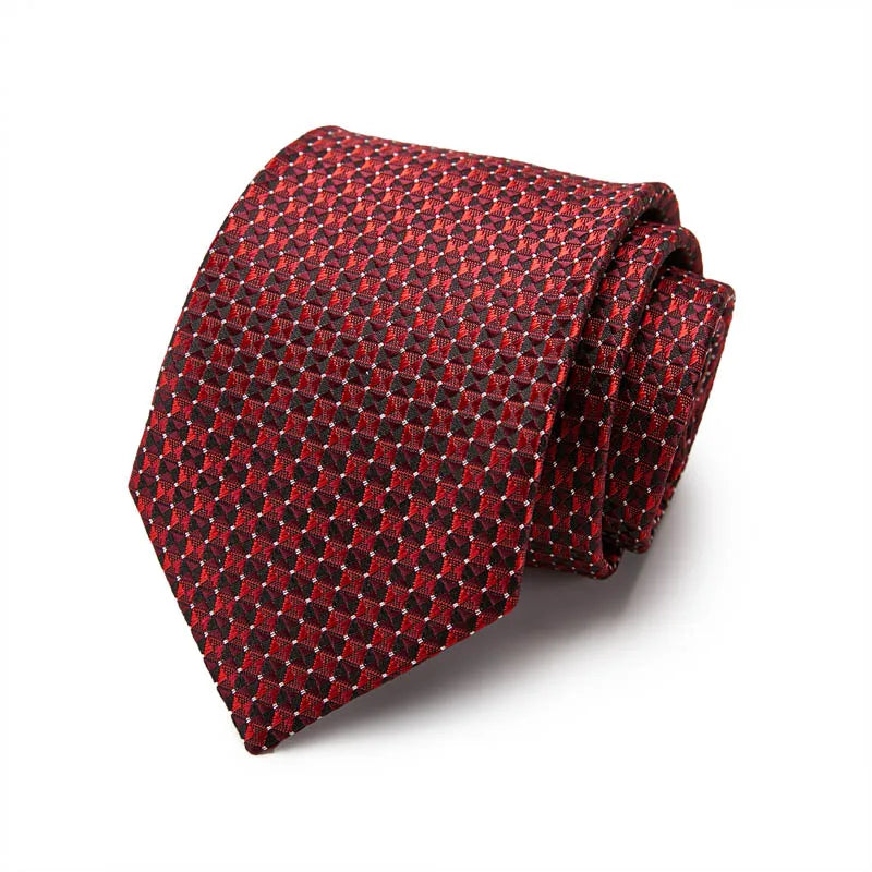 Red Geometric Silk Tie