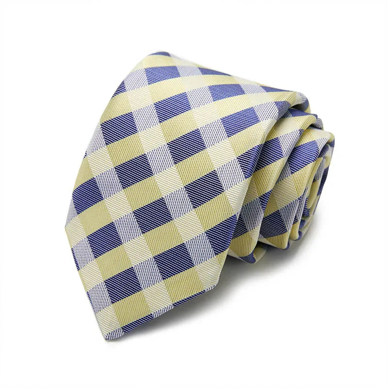 Yellow and Blue Plaid Silk Tie